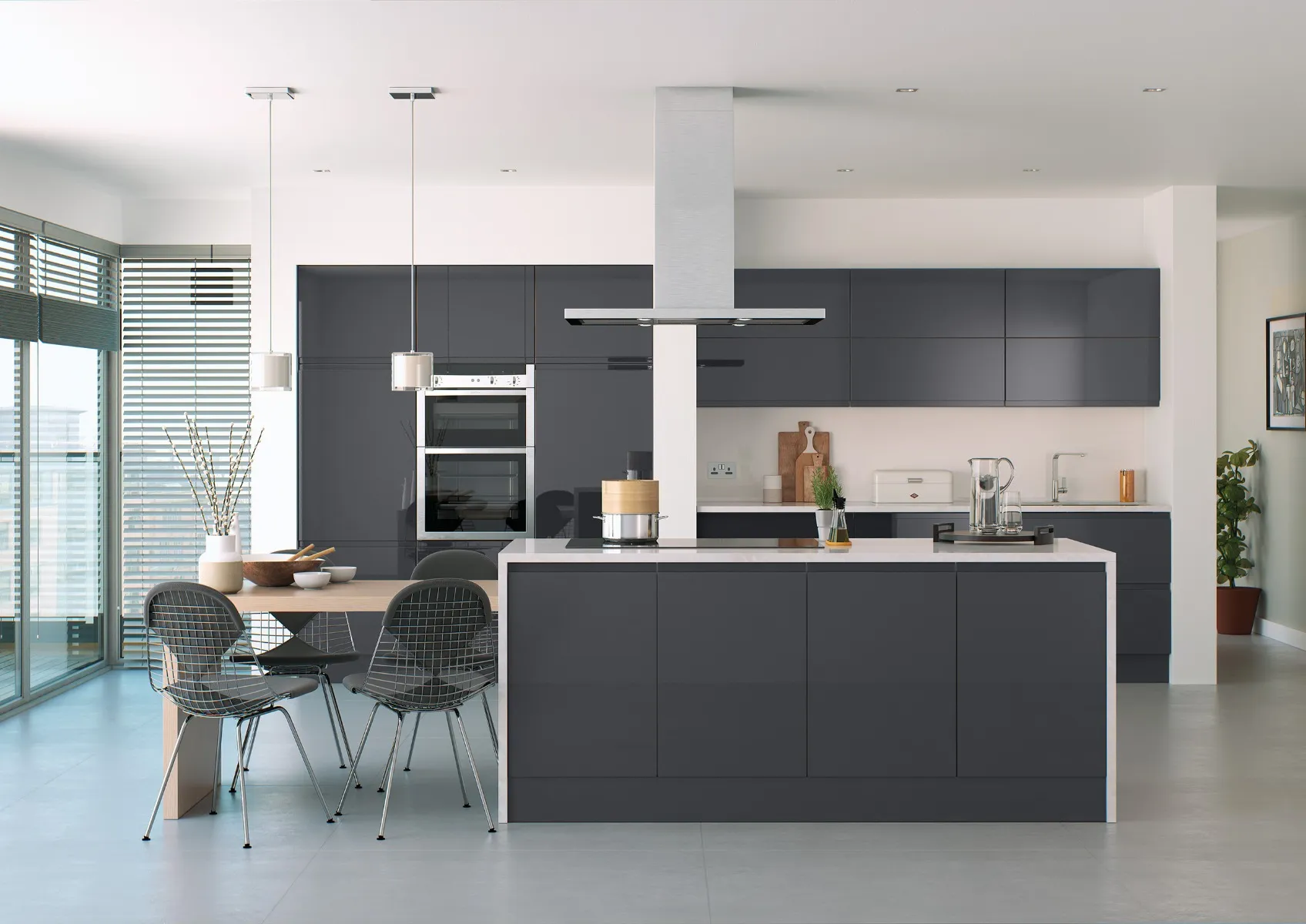 Built-in appliances in contemporary kitchen