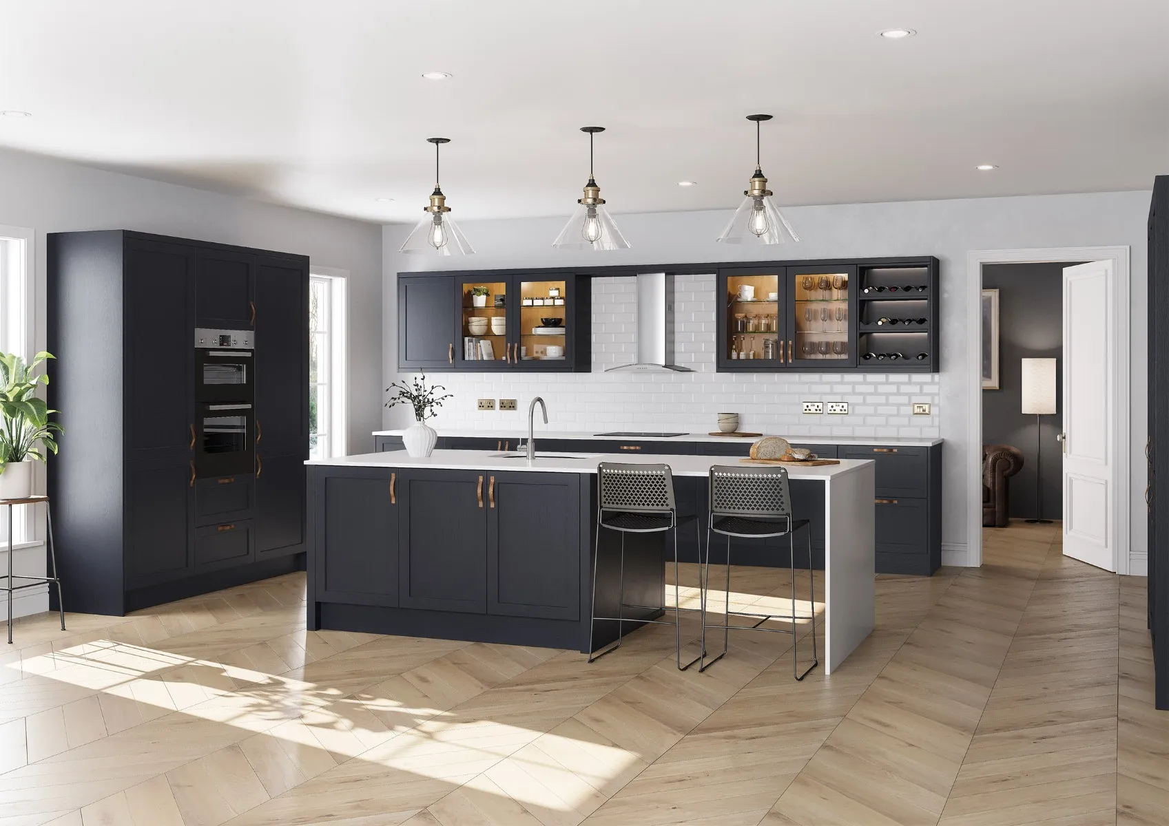 Modern kitchen layout with ample space