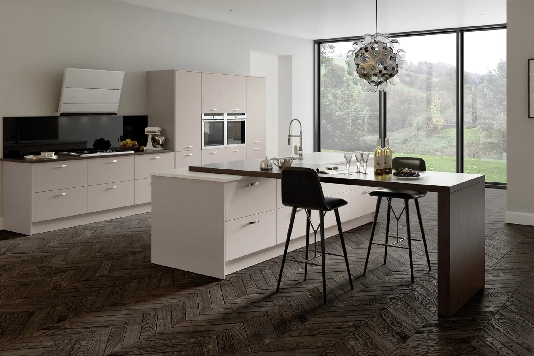 Contemporary kitchen with statement island