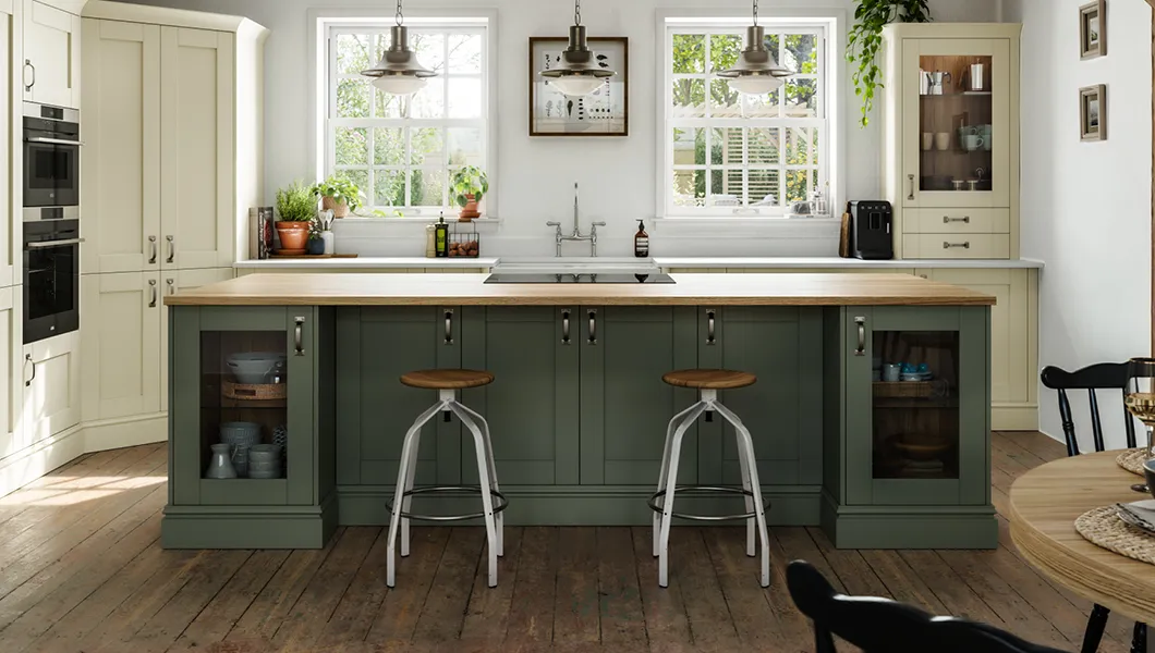 shaker kitchen with framed cabinetry