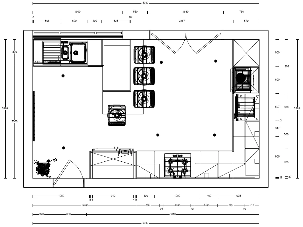 Plan drawing of the kitchen