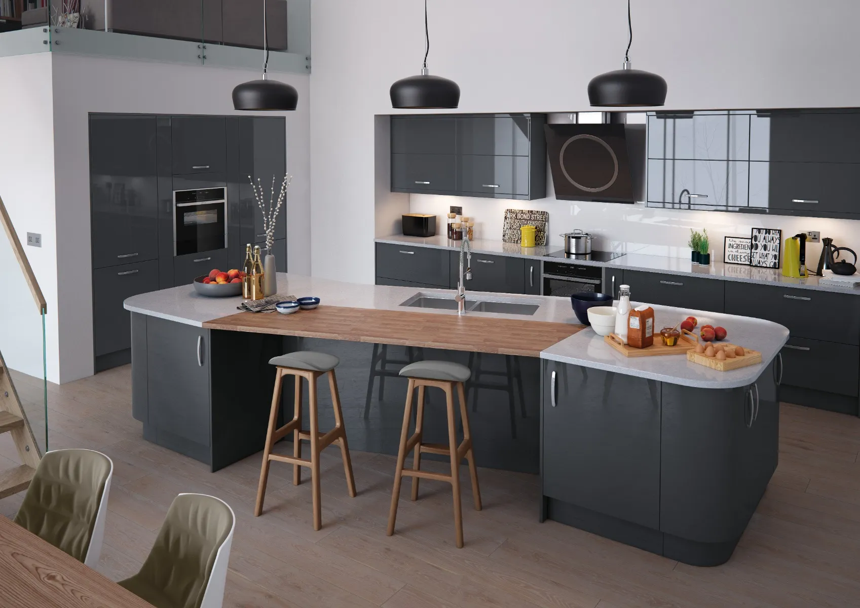 Slab style bespoke kitchen by Leith Kitchens