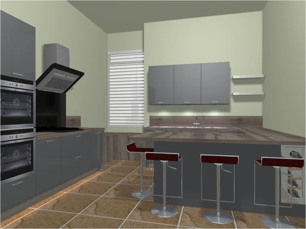 CAD design of the completed kitchen